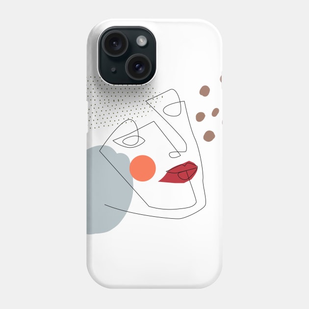 Line drawing face illustration,Minimalist, mid-century modern, boho design Phone Case by kikibul