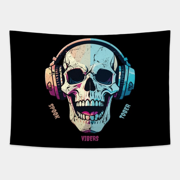 Halloween Spooktober Skull Tapestry by Tip Top Ideas