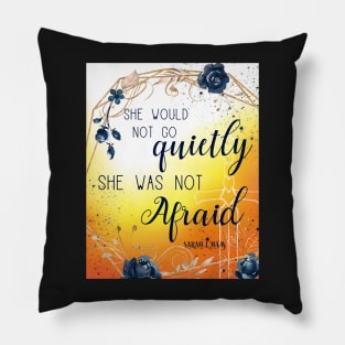 She was not afraid in gold and blue Pillow