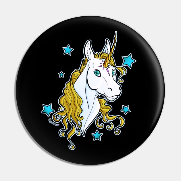 Golden Unicorn with Stars Pin by Cybercat
