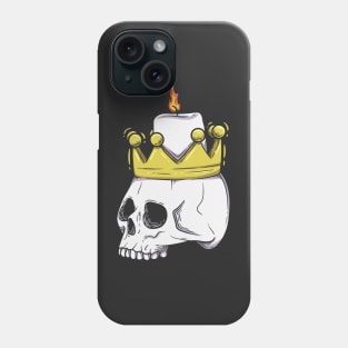 King skull with burning candle Phone Case