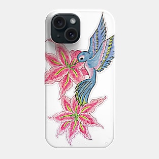 Lilies and bird Phone Case