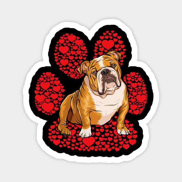 Bulldog Valentines Day Dog Love Paw Magnet by Manonee