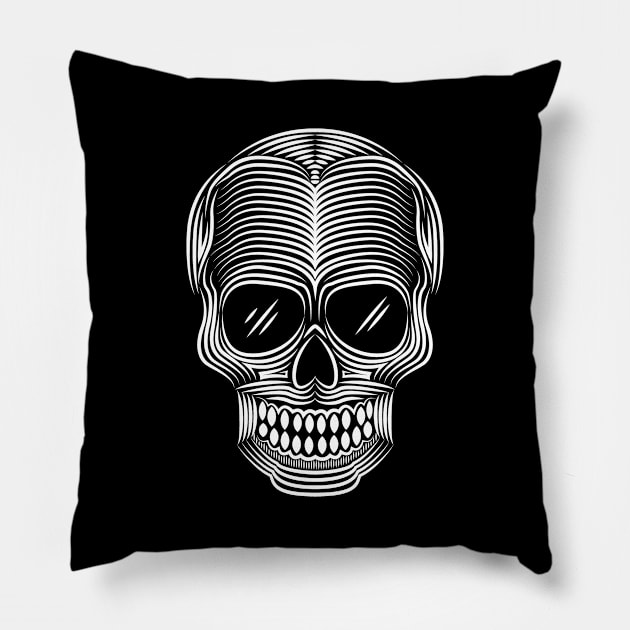 Skull Wearing Sunglasses Line Art Pillow by MrWeissman