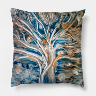 Tree in Blue and Gold Pillow