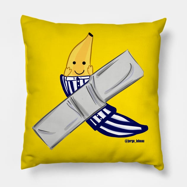 duct tape banana in pijama ecopop Pillow by jorge_lebeau