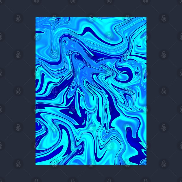 Light and Dark Blue Digital Fluid Art by KaSaPo