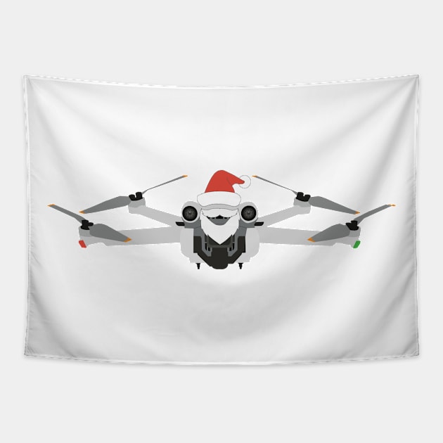 Festive DJI Mini 3 Pro Santa hat with beard Tapestry by Oddoty