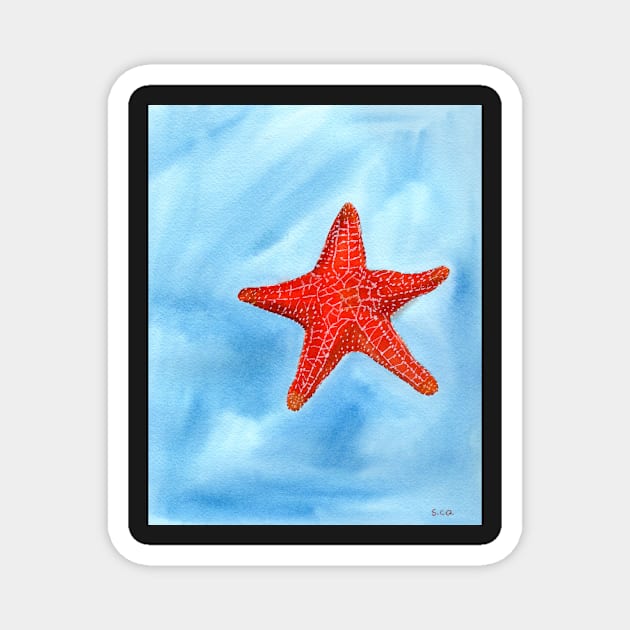 Starfish Watercolor Art Magnet by Sandraartist