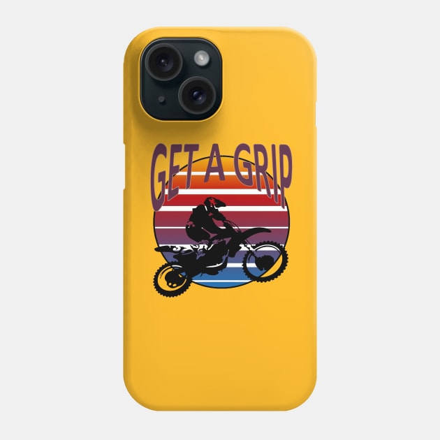 Get A Grip Motor X  Dirt Bike Retro Sunset Art Phone Case by taiche