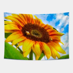 Summer Sunflower Blue Sky Bees Tapestry