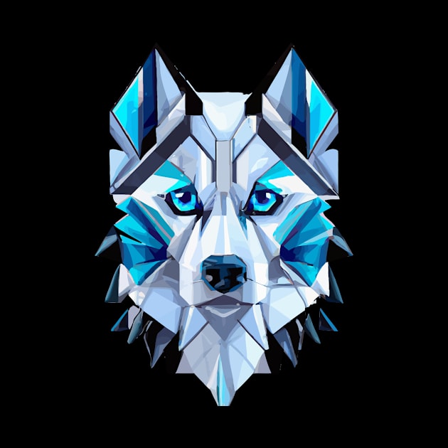 Cute Alaskan Husky Minimal Geometric Artwork by Furrban