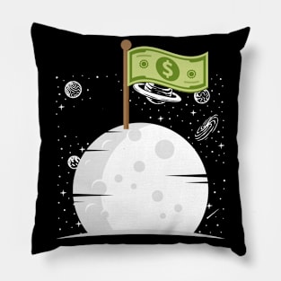 Space Money – Dollar Sign On A Moon Surface Space Lover Pillow