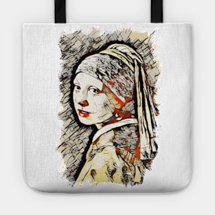 Girl with a Pearl Earring / Abstract Fan Art #02 Tote