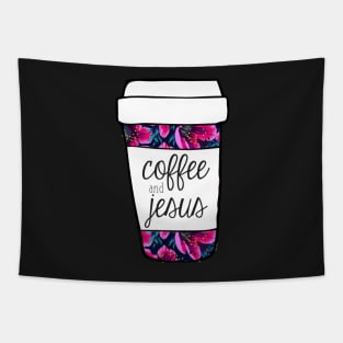 Coffee and Jesus Tropical Mug Tapestry