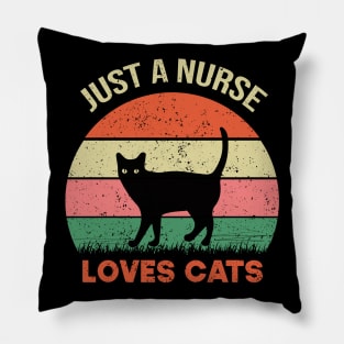 Nurse Who Loves Cats Retro Sunset Pillow