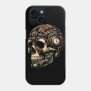 Gothic Steampunk Skull Tee - Retro Mechanical Artwork Phone Case