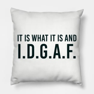 It is what It is and IDGAF, Funny Quote, Sarcastic Pillow