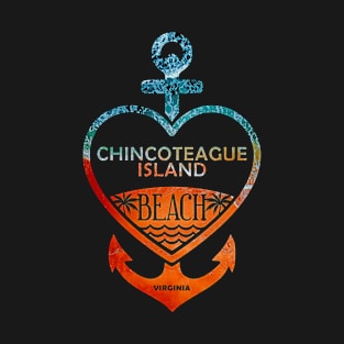 Chincoteague Island Beach, Virginia, Sandy Heart Ship Anchor T-Shirt