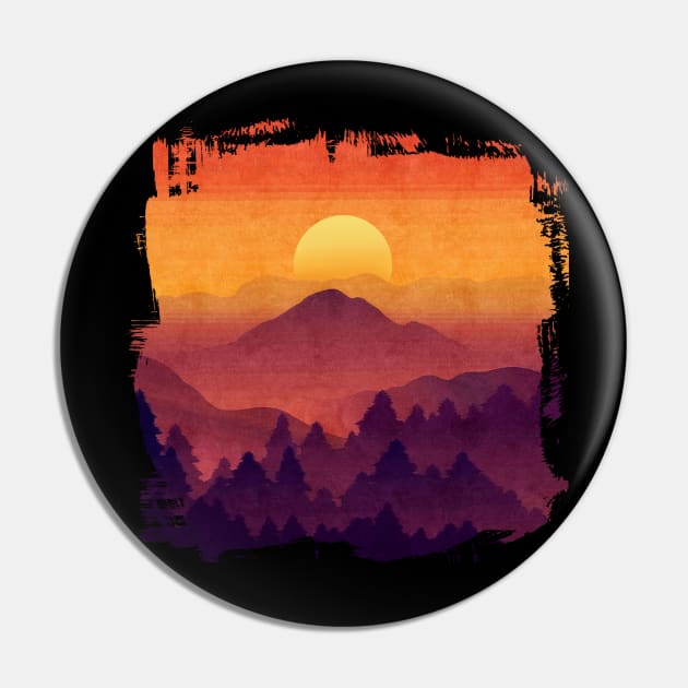 Golden Sunset In The Misty Mountains Pin by LittleBunnySunshine