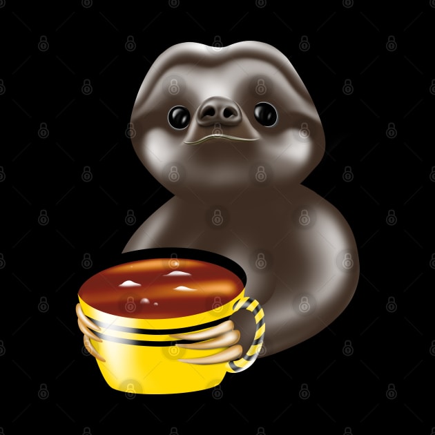 Cute sloth  drinking coffee urgently by AdishPr