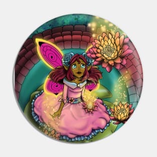 African American Fairy and Water Lilies Pin