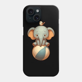 Kawaii Circus Elephant with bird On Ball Phone Case