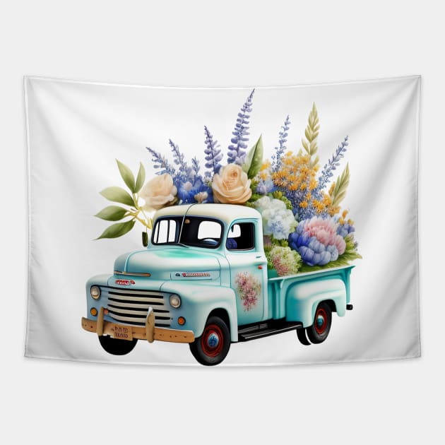 Florist Vintage Truck Flowers Tapestry by tfortwo