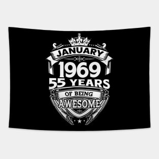 January 1969 55 Years Of Being Awesome 55th Birthday Tapestry