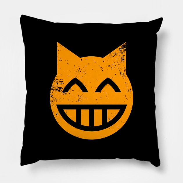 Grinning Grunge Cat Emoji Pillow by tinybiscuits