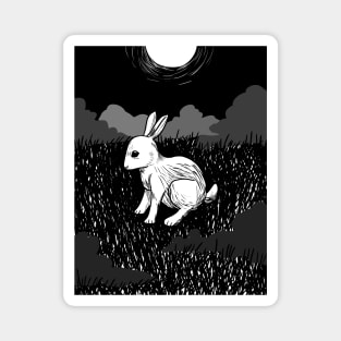 Black and White Rabbit Magnet