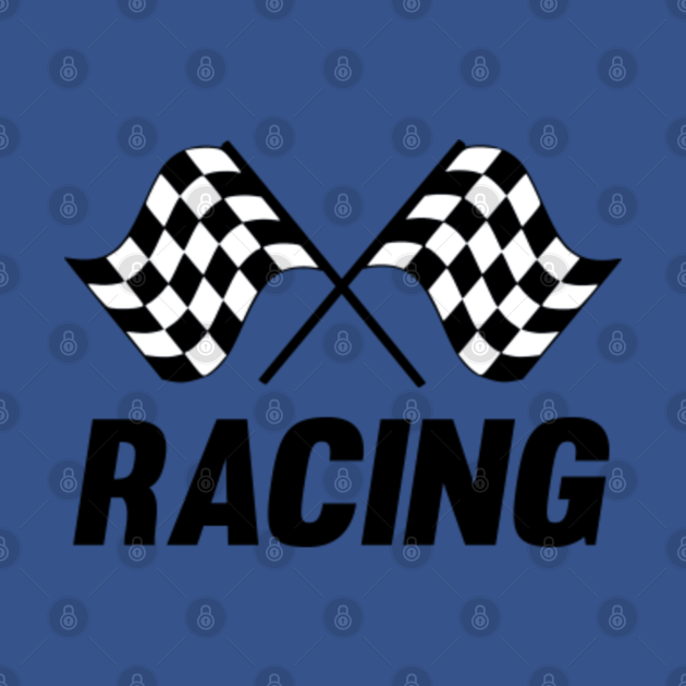 Racing Flags (black letters - blue background) - Racing - T-Shirt ...