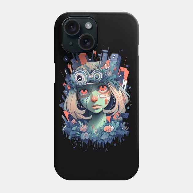 cyber girl Phone Case by Angel Rivas