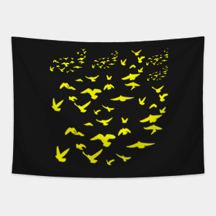 Everybirdy Golder Birds Pattern Tapestry