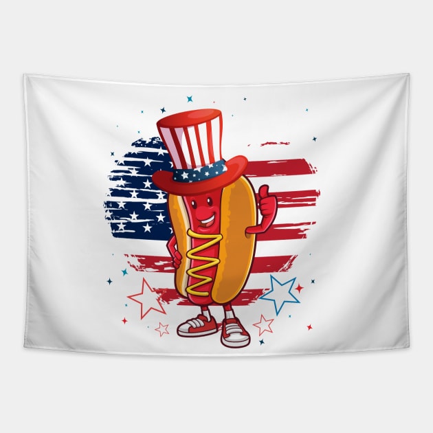 Funny 4th Of July 2021 Fourth Of July For Men's And Women's For 4th Of July Celebration Birthday Gift for hot dog's lovers for 4th of july Tapestry by dianoo