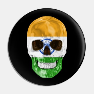 India Flag Skull - Gift for Indian With Roots From India Pin