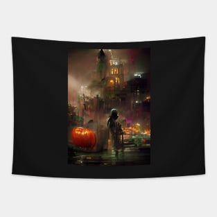 RAINY HALLOWEEN NIGHT IN NEW YORK Tapestry