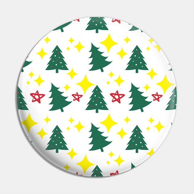 Christmas Tree and Stars Design Pattern Pin by aybe7elf