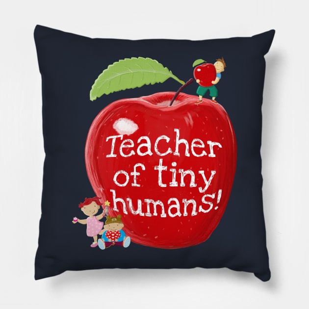 Teacher Of Tiny Humans Shiny Apple Pillow by brodyquixote