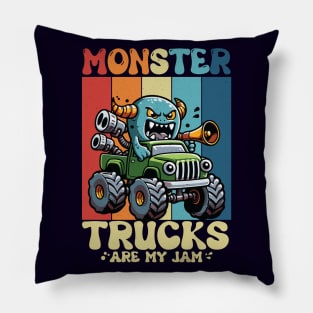 Monster Trucks Are My Jam Funny Monster Pillow