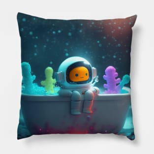 Spacewalking in the Tub - Cosmic Cuties #6 Pillow