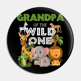 Grandpa of the Wild One Zoo Birthday Jungle Animal Pin