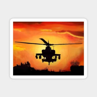 AH-64 Apache Helicopter Oil Painting Magnet