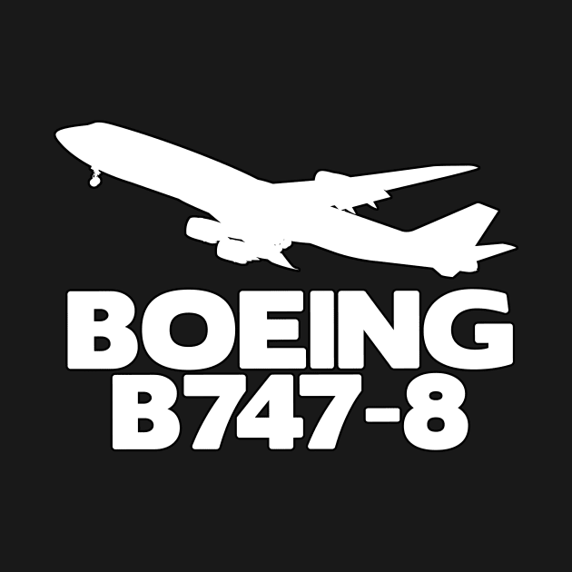 Boeing B747-8 Silhouette Print (White) by TheArtofFlying