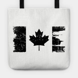 Canadian Flag - Black - Distressed Tote