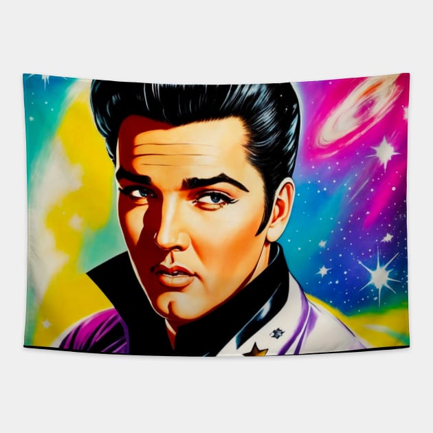 Vintage Retro Elvis in the Galaxy Tapestry by RetroSalt