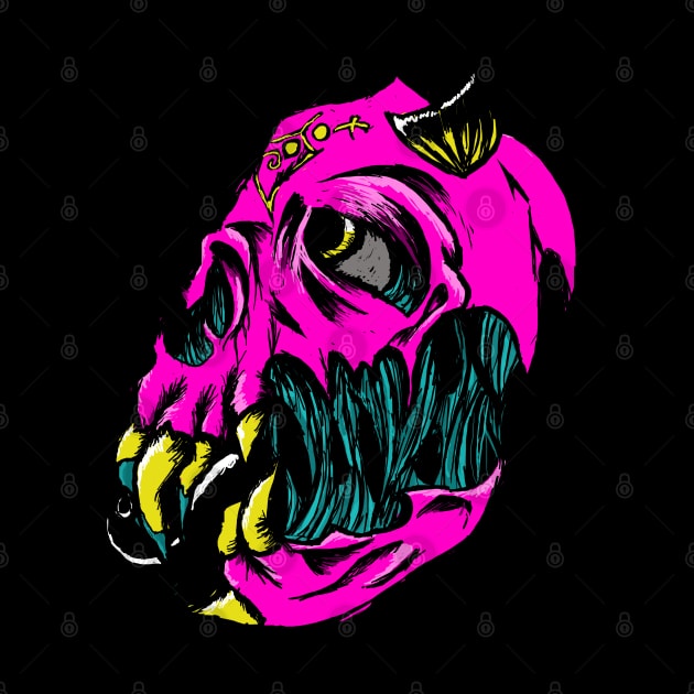 Demon Skull in Neon by PoesUnderstudy