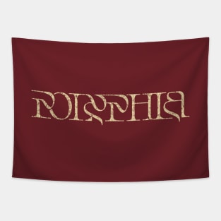 Vintage look Polyphia Distressed Text Cream Tapestry