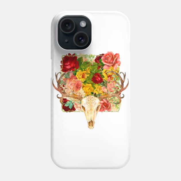 Flowered Deer Skull Phone Case by ginkelmier