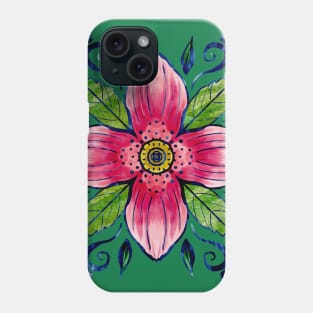 Anemone Clematis Watercolor Mandala Phone Case